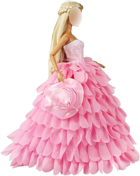 BARWA Princess Evening Party Clothes Wears Dress Outfit Set for 11.5 inch Doll with Hat (Pink Wedding Dress)...
