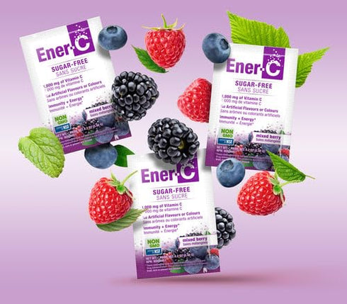 Ener-C Sugar Free Mixed Berry Multivitamin Drink Mix, 1000mg Vitamin C, Non-GMO, Vegan, Real Fruit Juice Powders, Natural Immunity Support, Electr...