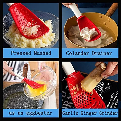 6in1 Multifunctional Kitchen Cooking Spoon- Kitchen Gadgets Strainers for egg yolk Separator- Grater Masher- Colander Skimmer Scoop- for Mashing, ...