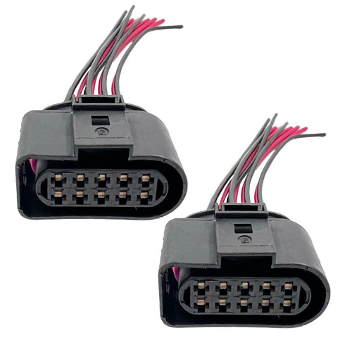 2 Pack Headlight Wiring Pigtail Connector Plug Cable 10pin 1J0973735 Compatible with A3 A4/S4 A5/S5 A6/S6 A8 Q3/Q5/Q7/TT Bettle Bora Jetta Golf Pa...