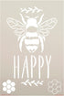 Bee Happy with Bee Stencil by StudioR12 | Craft DIY Spring Home Decor | Paint Inspirational Wood Sign | Reusable Mylar Template | Select Size (8 i...