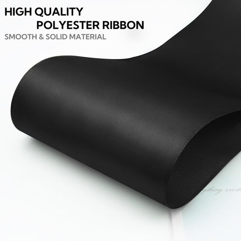 4 Inch 25 Yard Wide Satin Ribbon Black, Solid Fabric Large Ribbon Roll for Cutting Ceremony Wedding Opening Party Decoration, Chairs, Sewing, Fest...