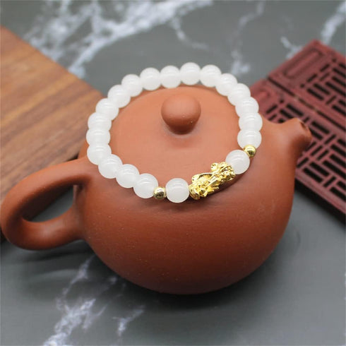 Fuqimanman2020 8 Pcs Feng Shui Bracelets Pixiu Wealth Luck Jade Beaded Bracelet for Women Men Chinese Traditional Lucky Jewelry Attract Wealth Goo...
