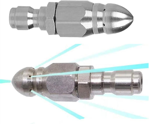 (2 Sets) Pressure Washer Sewer Jetter Nozzle with Stainless Steel, Mini Compact Durable Sewer Jet Nozzle,Pressure Drain Jetter Hose Nozzle,1/4'' Q...
