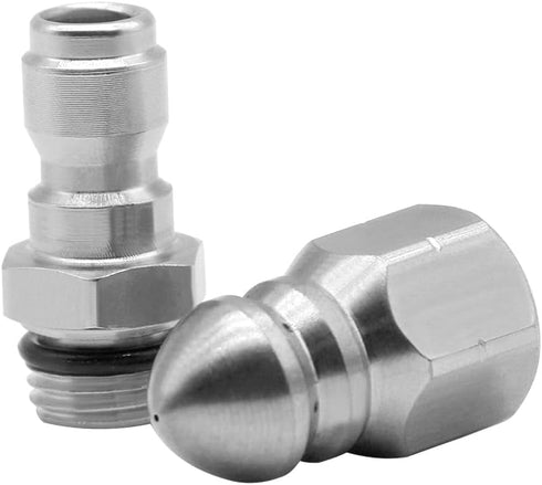 Beduan Pressure Washer Sewer Jetter Nozzle Stainless Steel for Cleaning Sink Drain Pipe 5000PSI(2 Sets)...