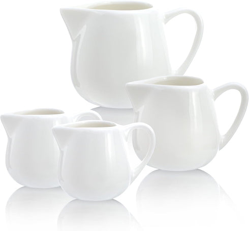 CHOOLD 2 pcs Mini Ceramic Creamer with Handle, Coffee Milk Creamer Pitcher - White - 1.5 oz...