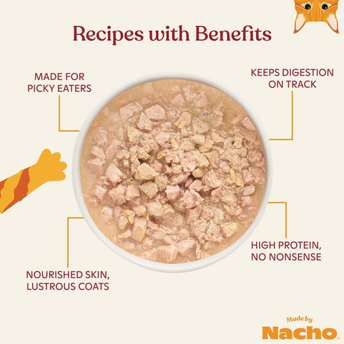 Made by Nacho Wet Cat Food, Cage-Free Minced Chicken in Bone Broth for Hydration with Prebiotics for Digestive Health, High Protein, 2.5oz Cups (1...