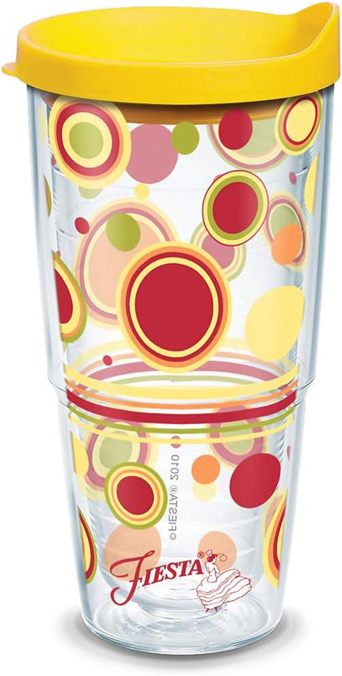Tervis Made in USA Double Walled Fiesta Insulated Tumbler Cup Keeps Drinks Cold & Hot, 24oz, Sunny Dots...
