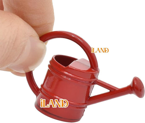 iland Dollhouse Accessories on 1:12 Scale, Gardening Tools Pack of Mini Metal Pail, Watering Pot and Hose Fits Fairy Garden...