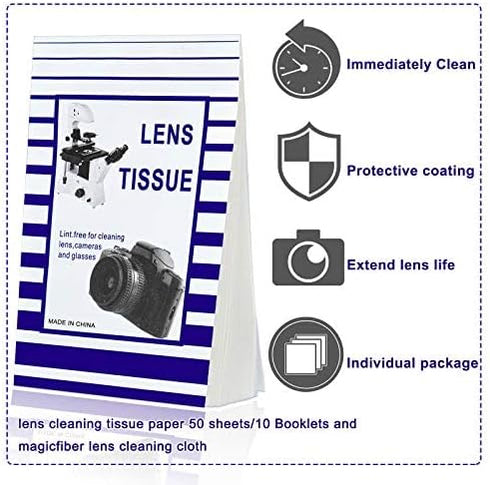 500 Pieces Lens Cleaning Paper Tissue and 2 Double Sided Cleaning Cloth-Lens Cleaning Paper for Camera Lenses, Microscopes, Computer Screens, Magn...