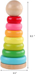 Stacking Rings Toy Wooden Rainbow Stacker Toddler Learning Toys for 18 Months 2 Year Old Baby Boys Girls Non-toxic...