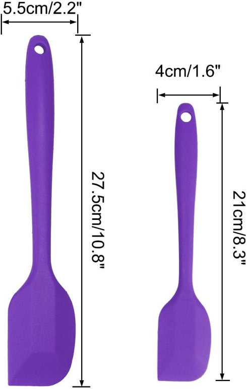 uxcell Silicone Spatula Set 2 Pcs Heat Resistant Kitchen Rubber Turner Non Stick Spatula for Cooking Baking and Mixing Purple...