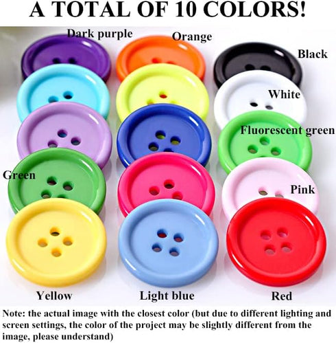 AKOAK 50 Pcs/Set 20mm DIY Button Colorful Candy Color Four-Eye Children's Clothing Buckle Work Clothes Button (Fluorescent Green)...