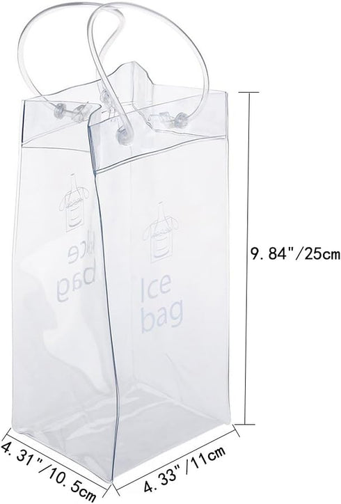 Sohapy 2 Pack Portable Collapsible Clear Ice Wine Bag Pouch Cooler Bag with Handle for Party,Outdoor,Champagne,Cold Beer,White Wine (2)...