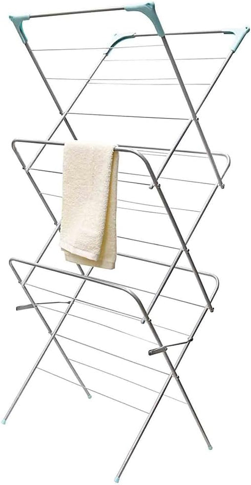 Home Basics Metal Clothes Rack for Hanging Clothes (Silver) 3 Tier Portable Clothes Rack for Swimsuits, Towels, Shirts, Pants, and Accessories | F...