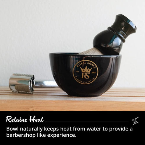 Ceramic Textured Shaving Bowl – Shave Soap & Shaving Cream Dish, Textured for Rich Lather (Black)...