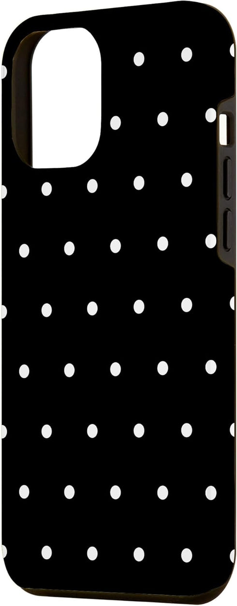iPhone 13 Pro Max Case, Black Phone Cover, Black and White Polka Dots Phone Case...