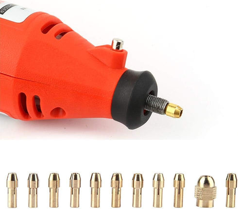 Drill Collet, 11pcs 4-jaw Copper Drill Chuck Collet Set for Mini Electric Power Drill Grinder Rotate Tool 0.5-3.2mm...