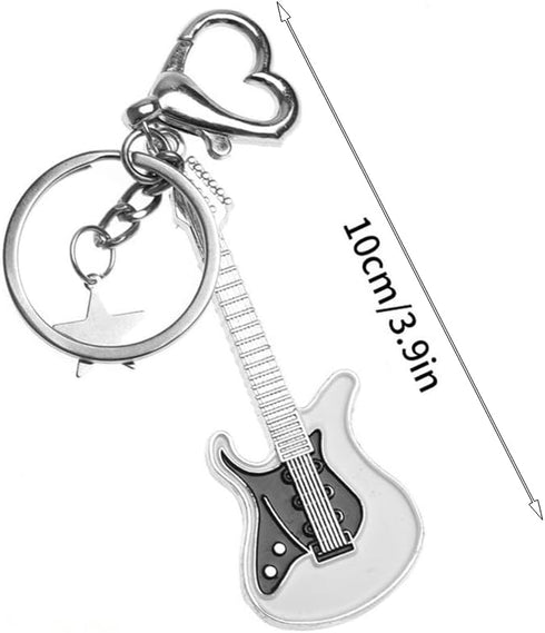 mdgfge Punk Music Guitar Keychain Musical Instrument Star Cute Bass Keyring Electric Guitar Key Rings Key Holder Pendant for Women Men Music Lover...