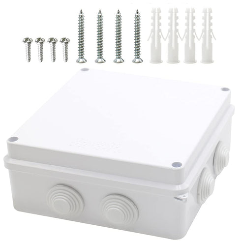 MAKERELE IP65 Waterproof Dustproof Electrical Junction Box ABS Plastic Electronics Enclosure White 5.9”×5.9”×2.8”inch(150×150×70mm)...