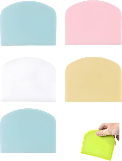 5-Pack Dough Scraper Bowl Food-safe Plastic Dough Cutter Flexible Bench Multipurpose Food Scrappers for Bread Dough Cake Fondant Icing...