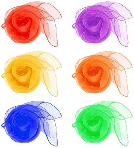 12 PCS Juggling Scarves Sensory Toy 6 Colors 60 x 60 cm Belly Dance Scarves Baby Toddler Kids Scarves (12)...