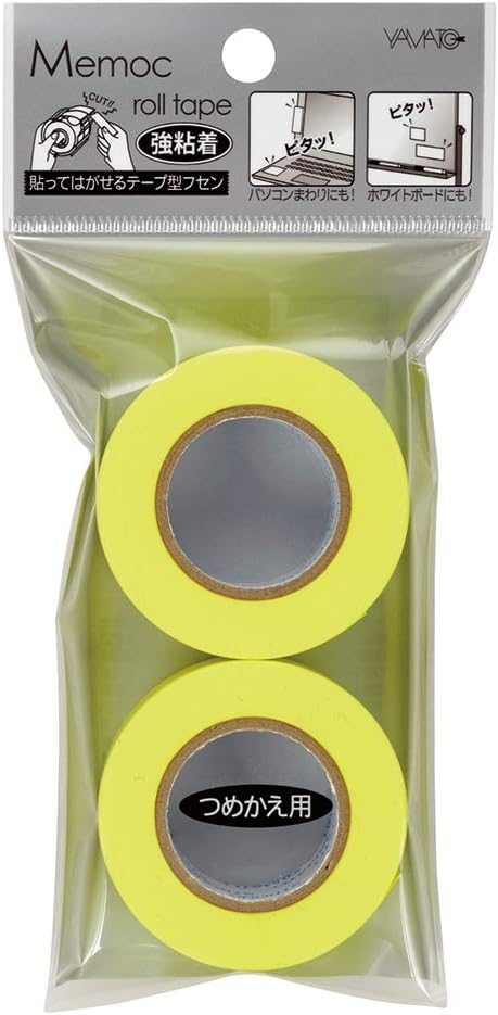 Yamato PRK-25H-LE Sticky Notes, Memoc Roll Tape, Strong Adhesive, Refill, 1.0 inches x 32.8 ft (25 mm x 10 m), Yellow...