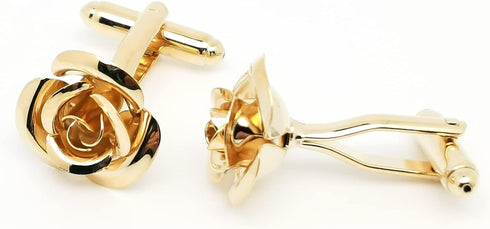 Rose Gold Flower Shape French Shirt Jewelry Cufflinks Stainless Tuxedo Cuff Links Buttons With Gift Box for Business Wedding...