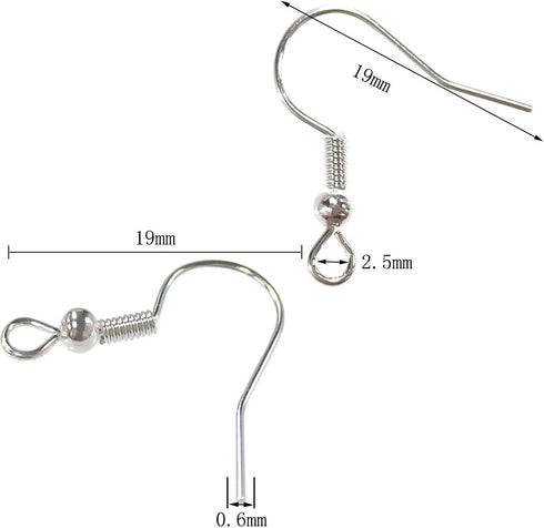 120pcs Earring Hooks with Ball and Coil, Hypo Allergenic Plated Silver Ear Wires with Transparent Storage Box, for DIY Jewelry Making...