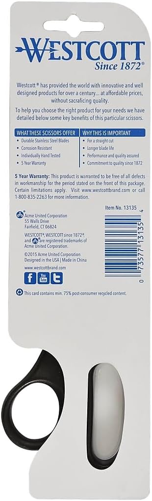 Westcott 13135 Value Line Stainless Steel Shears, Black, 8-Inch Long...