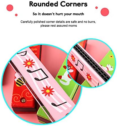 4Pcs Wooden Painted Toy Musical Instrument Play16-Hole Harmonica Parent-Child Puzzle Baby Early Education Toys for Children Gift (Random Color)...