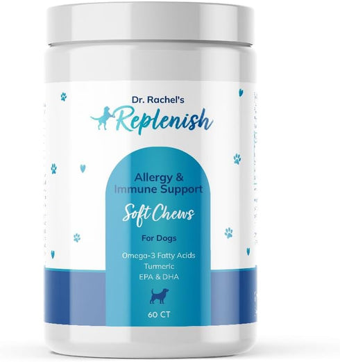Replenish Allergy and Immune Support Chews for Dogs - Dr. Rachel's Antioxidant - Rich, Skin & Coat Health, Respiratory Support - Omega, DHA, EPA -...