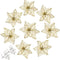 12pcs Glitter Poinsettia Christmas Tree Ornament Artificial Wedding Christmas Flowers Xmas Tree Wreaths Decor Ornament, 5.5inch, Red and Gold for ...