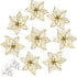 12pcs Glitter Poinsettia Christmas Tree Ornament Artificial Wedding Christmas Flowers Xmas Tree Wreaths Decor Ornament, 5.5inch, Red and Gold for ...