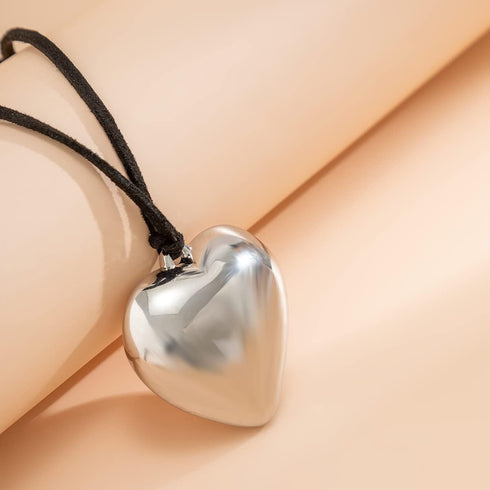 Chunky Puffy Heart Choker Necklace Big Heart Charms Pendant Necklace for Women Y2K Aesthetic Simple Jewelry...