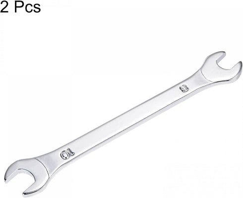 uxcell Thin Open End Wrench, 8mm x 10mm Metric Mirror-Chrome Plated High Carbon Steel, for Household Maintenance and General Repairs, 2 Pcs...