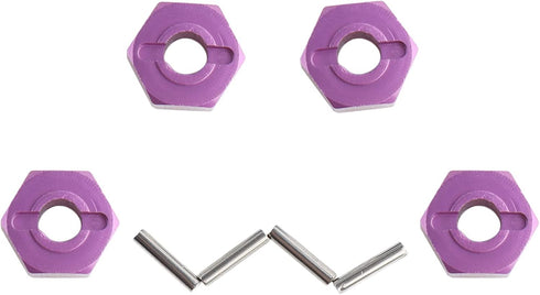 12mm Hex Wheel Hub Mount, Aluminum 7mm Thick with 2x10mm Stub Axle Pins for 1/10 Slash 4x4 & HQ 727 RC Cars Replacement Upgrade Parts (Purple)(Set...