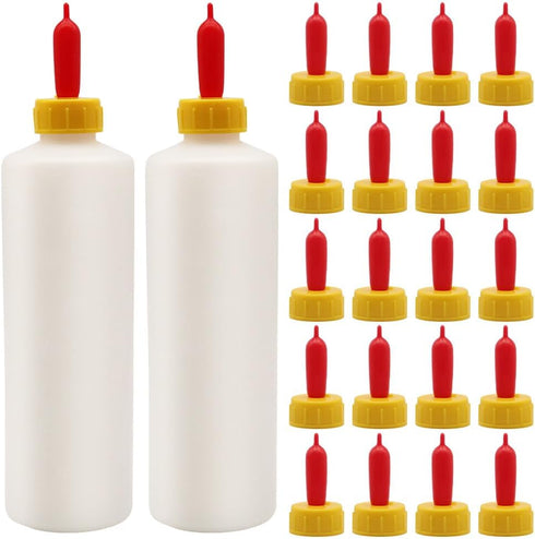 Goat Nipple and Bottles Set, 20 Pieces Cow Calf Milk Drink Nipple and 2 Pieces 400 ml Lamb Feeding Bottle Kit for Sheep Goat Pup Dog Farm Supplies...