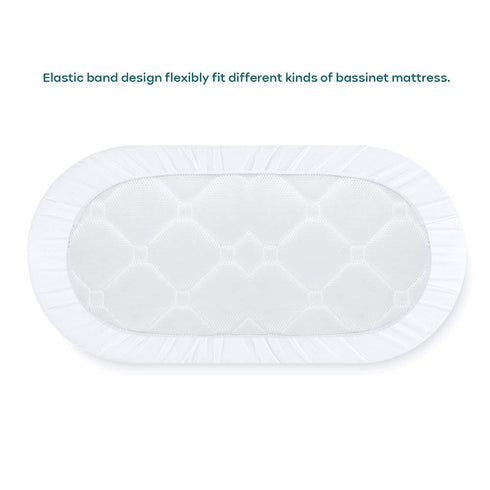Yoofoss Waterproof Bassinet Mattress Pad Cover 2 Pack Fit for Hourglass/Oval Bassinet Mattress, Baby Bassinet Mattress Protector for Boys and Girl...