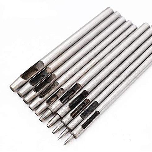 10Pcs Leather Hole Punch Cutter 0.5mm-5mm Round Hollow Hole Punch Set, Leather Working Tools Leather Craft Punch Tool Kit...