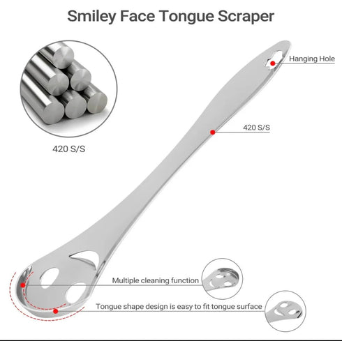Tongue Scraper |Clean Tongue for Fresher Breath - 100% Stainless Steel Oral Hygiene ToolDesigned for both kids and adults, with travel case, Silve...