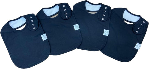 Isabeli Toddler Organic Cotton Bibs, Unisex 4-pack Large for Feeding, Drooling, Adjustable (Black)...