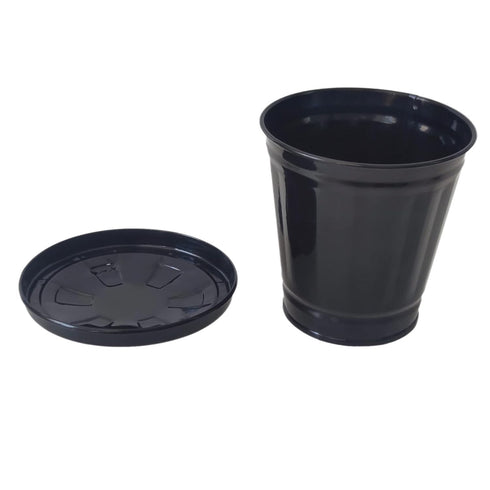 AITING Mini Trash can & Iron Garbage can Pencil Cup Holder 2pcs (Black)...