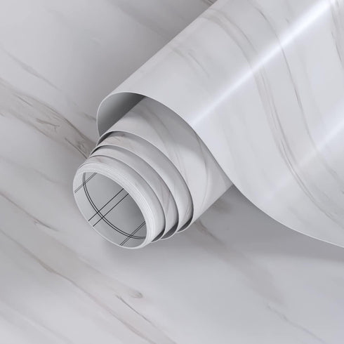 Marble Peel and Stick Wallpaper 15.8"x 197" Glossy White Marble Contact Paper Waterproof Self-adhesive Removable Vinyl Wall Paper for Bedroom Kitc...