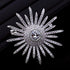 Sparkling Silver Tone Micro Pave Round Shaped Burst Star Brooches Collar Lapel Pins Atomic Jewelry...