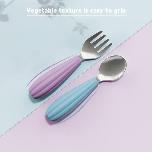 Toddler Utensils, 6PCS Toddler Forks and Spoons Set, Kids Silverware Set with Silicone Anti-Choke Handle, Self-Feeding Toddler Utensils, Children ...