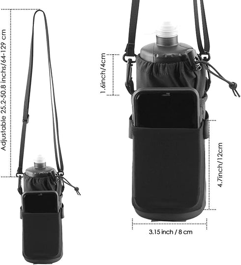 WOTOW Bike Insulated Water Bottle Holder Bag, Bicycle Drink Cup Holder, Handlebar Frame Strap-On No Screws Water Bottle Cage, Cycling Phone Storag...