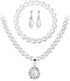 CSIYANJRY99 Pearl Necklace and Earring Set Faux Pearl Prom Jewelry Sets for Women Imitation Beaded Pearl Necklace Bracelet Stud Earrings for Women...