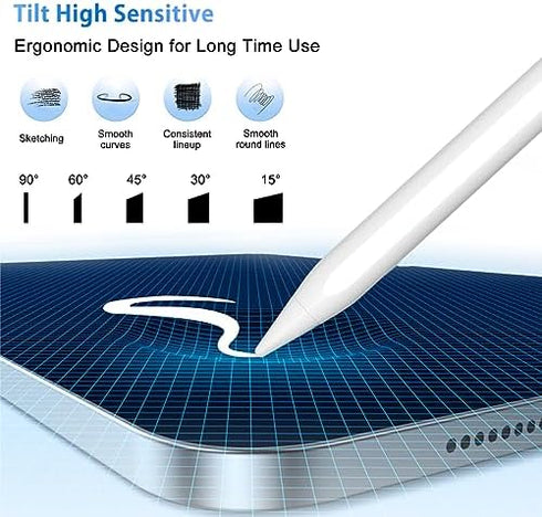 Stylus Pen for iPad, 5min Fast Charge Pencil for iPad/Pro/Air/Min 2018-2024, Pen for iPad with Tilt Sensitive& Palm Rejection& Magnetic for Profes...