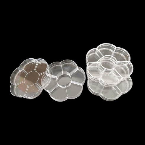 Plastic Clear Round Jewelry Box 7 Grids Travel Plum Flower Shaped Jewelry Bead Organizer Box Storage Container Case for Crafts Screws Small Parts ...